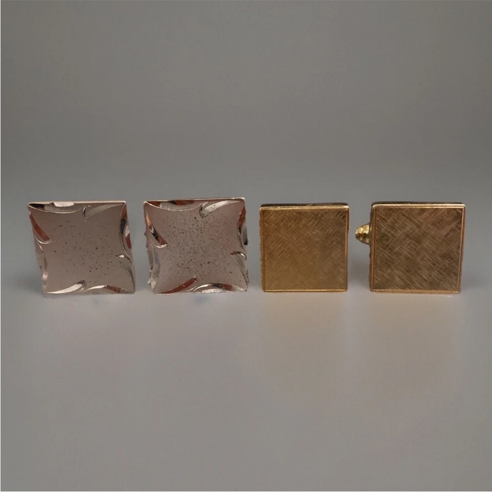 Vintage Gold and Silver Square Cufflinks Set